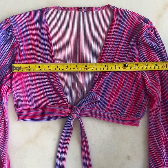 Matching Set! Cotton Candy Hot Pink Purple Long Sleeve Wrap Top Maxi Skirt Vacay - Picture 12 of 14